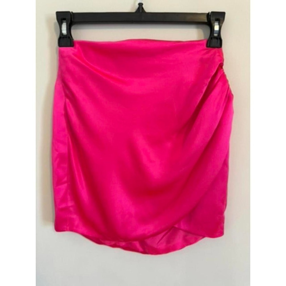 The Sei 100% Silk Mini Skirt Sz 0 Faux Wrap Hot Pink Barbiecore Going Out Indie